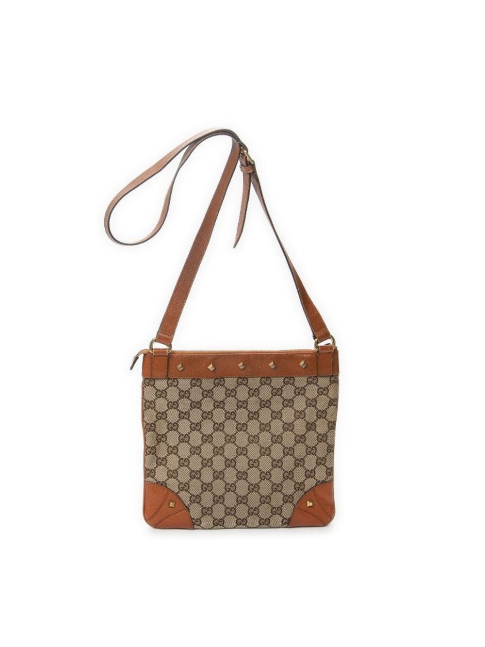 Gucci Studded Messenger Tongue Beige GG Canvas